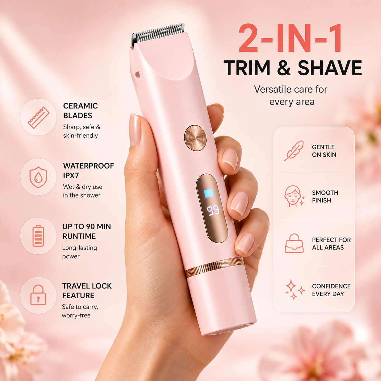 Dual-Head Bikini & Body Trimmer | Smooth, Gentle & Cordless